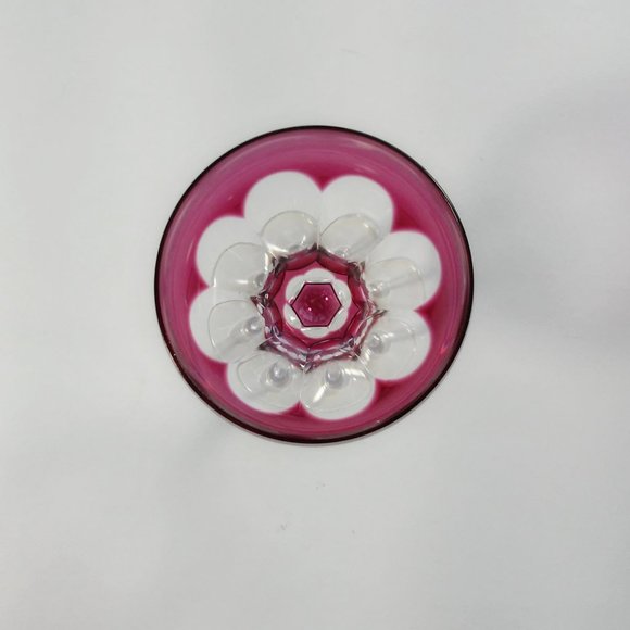 Vintage Val St Lambert Crystal Sherry Glass Cranberry Red small wine Mid Century - Picture 3 of 5